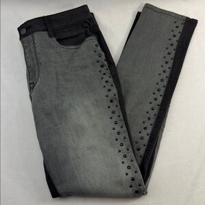 DKNY Two Tone Studded Stretch Denim Black Gray Jeans